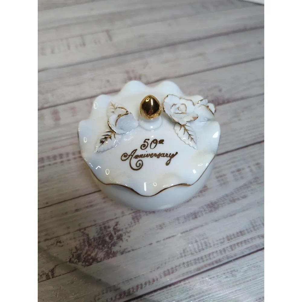 Vintage Norcrest 50TH GOLDEN Wedding Anniversary AB-4 Japan Covered Dish